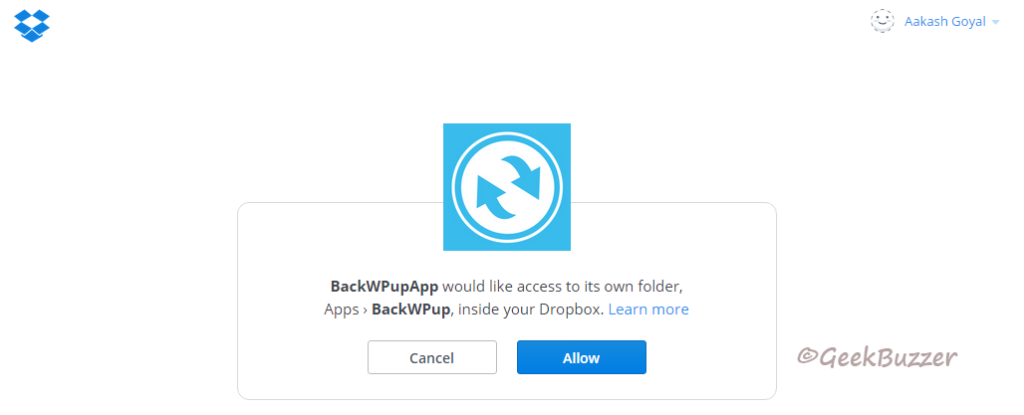 dropbox-auth-backwpup-create-job